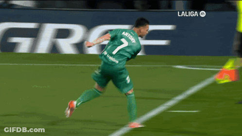 Soccer Player In Green Jersey Number 7 GIF