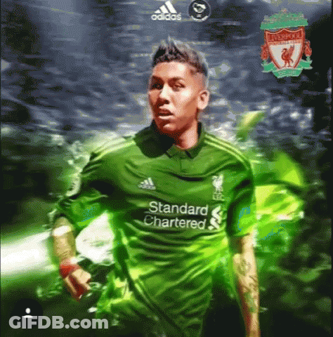 Soccer Player In Green Standard Chartered Jersey GIF