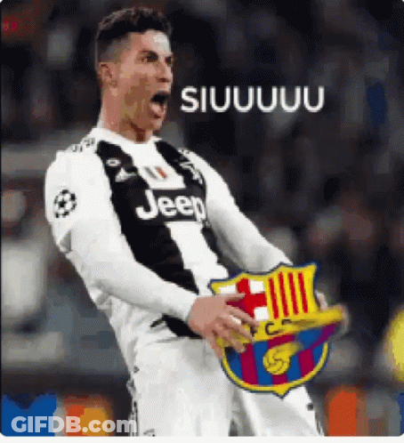 Soccer Player In Jeep Jersey Holding Barcelona Flag GIF