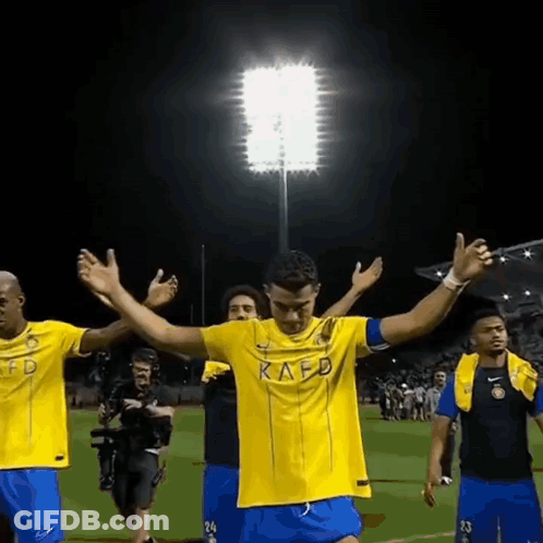 Soccer Player In Kafd Jersey Arms Outstretched GIF