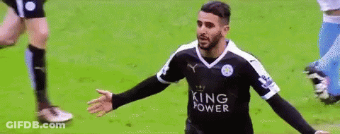 Soccer Player In King Power Jersey Celebrating Goal GIF