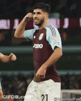 Soccer Player In Maroon Jersey Number 21 GIF