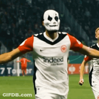 Soccer Player In Mask And Indeed Jersey GIF