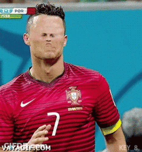 Soccer Player In Number 7 Jersey Making Funny Face GIF
