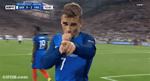 Soccer Player In Number 7 Jersey Pointing At Camera GIF