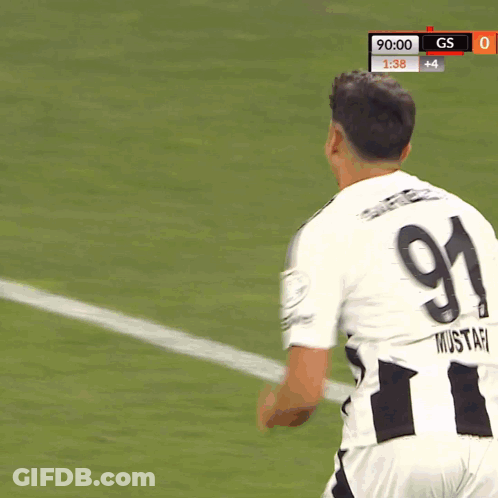 Soccer Player In Number 91 Jersey Celebrating Goal GIF