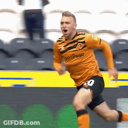Soccer Player In Orange Jersey Number 40 GIF