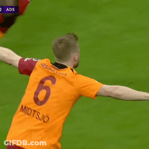 Soccer Player In Orange Jersey Number 6 GIF