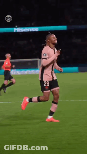 Soccer Player In Pink Jersey Number 29 Running On Field GIF