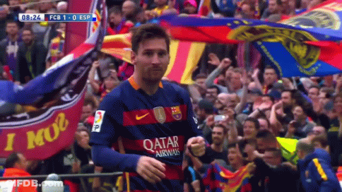 Soccer Player In Qatar Airways Jersey Before Crowd GIF