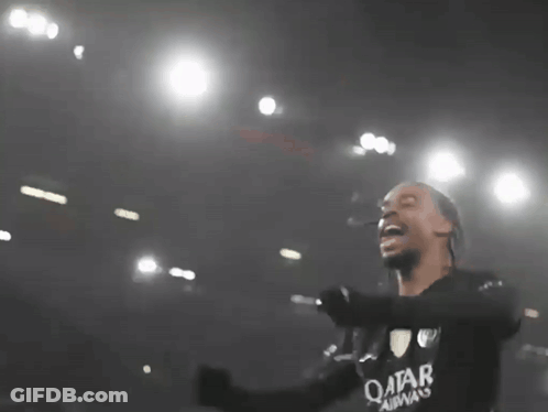 Soccer Player In Qatar Airways Jersey Celebrating GIF