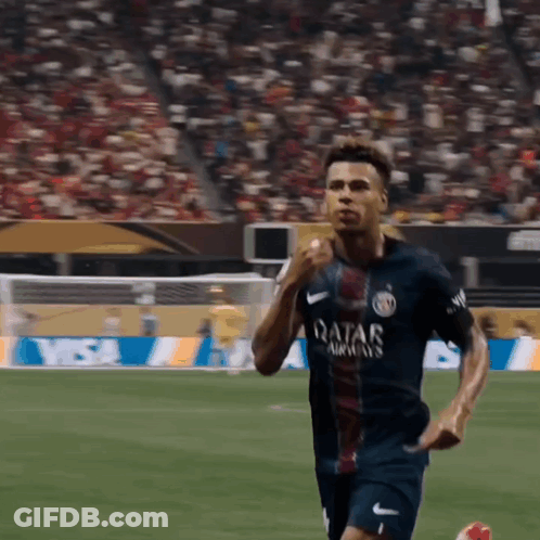 Soccer Player In Qatar Airways Jersey Running GIF