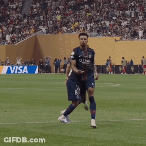 Soccer Player In Qatar Airways Jersey Running GIF