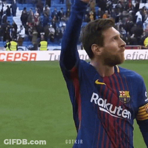 Soccer Player In Rakuten Jersey Holding Up Arm GIF