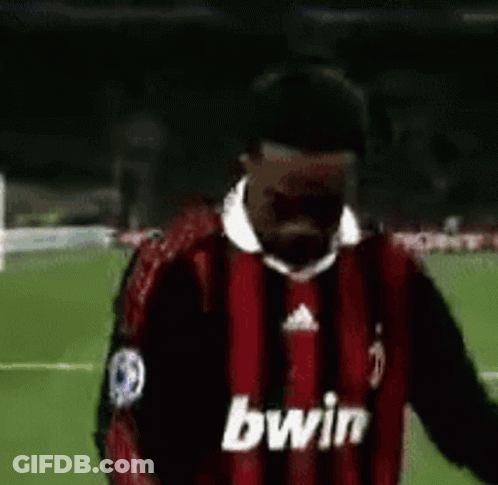 Soccer Player In Red And Black Bwin Jersey GIF