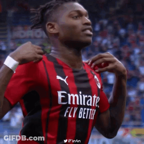 Soccer Player In Red And Black Jersey Emirates Fly Better GIF