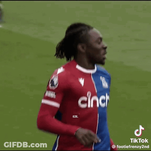 Soccer Player In Red And Blue Cinch Jersey GIF