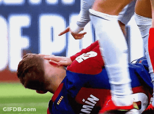 Soccer Player In Red And Blue Jersey Number 8 GIF