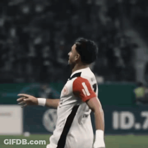 Soccer Player In Red And White Jersey Saying Oxbank GIF
