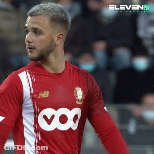 Soccer Player In Red And White Jersey With Voo GIF