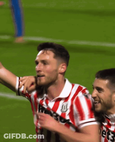 Soccer Player In Red And White Striped Shirt Saying Jet3 GIF