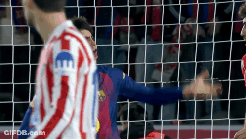 Soccer Player In Red And White Striped Shirt With M GIF