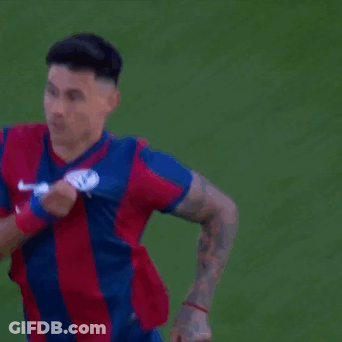 Soccer Player In Red Blue White Jersey Brubank GIF