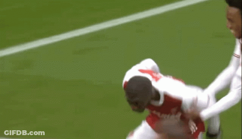 Soccer Player In Red Emirates Fly Better Jersey Running GIF