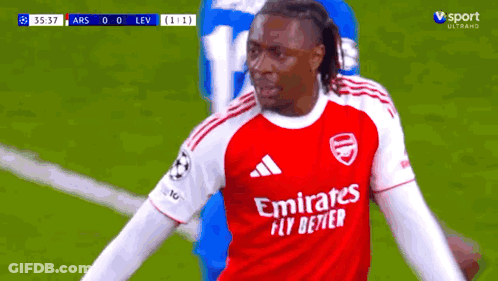 Soccer Player In Red Emirates Fly Better Shirt GIF