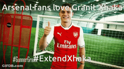 Soccer Player In Red Emirates Jersey Giving Thumbs Up GIF