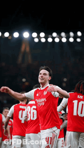 Soccer Player In Red Emirates Jersey GIF