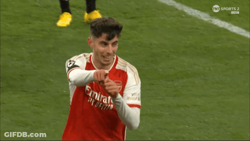 Soccer Player In Red Emirates Jersey GIF