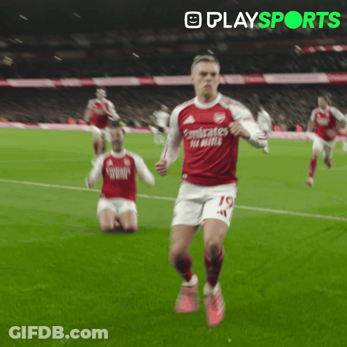 Soccer Player In Red Fly Emirates Jersey GIF