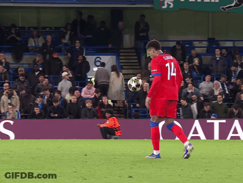 Soccer Player In Red Jersey Number 14 GIF