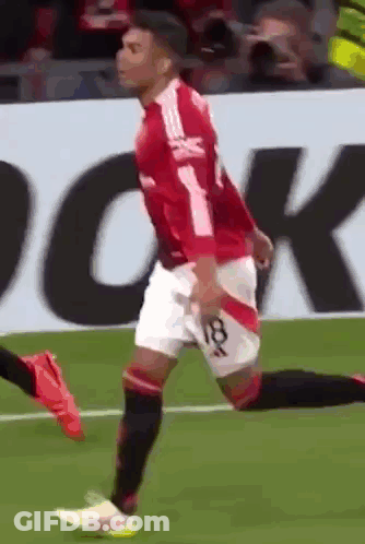 Soccer Player In Red Jersey Number 18 GIF