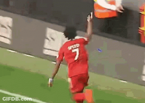 Soccer Player In Red Jersey Number 7 Running GIF