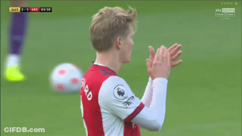 Soccer Player In Red Jersey Number 8 Applauding GIF