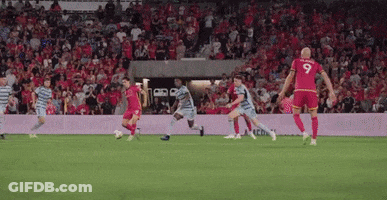 Soccer Player In Red Jersey Number 9 GIF