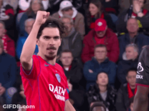 Soccer Player In Red Jersey Saying Data GIF