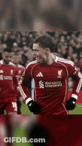 Soccer Player In Red Jersey Standard Chartered GIF