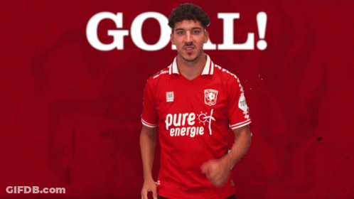 Soccer Player In Red Pure Energie Shirt Celebrates GIF