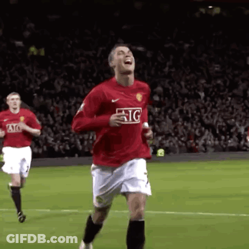 Soccer Player In Red Shirt With AIG GIF