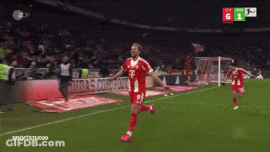 Soccer Player In Red T-Mobile Jersey Celebrating Goal GIF