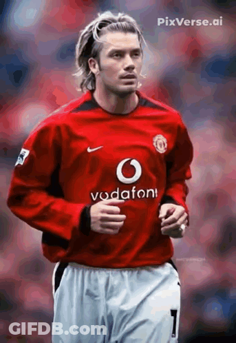 Soccer Player In Red Vodafone Jersey Running GIF