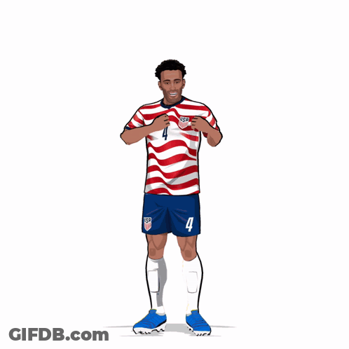 Soccer Player In Red White Blue Striped Jersey Number 4 GIF