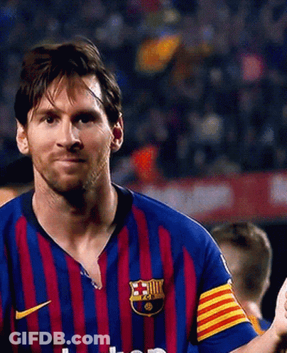 Soccer Player In Striped Jersey With FCB Logo GIF