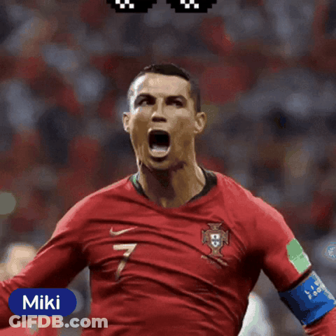 Soccer Player In Sunglasses And Crown Named Miki GIF