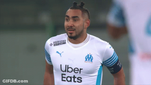 Soccer Player In Uber Eats Shirt Looking At Camera GIF