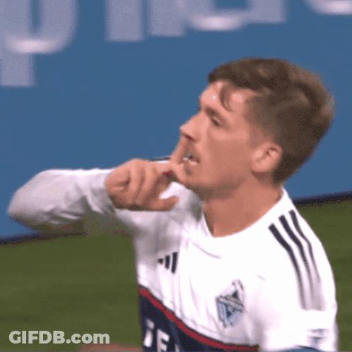 Soccer Player In White Adidas Jersey Shushing GIF