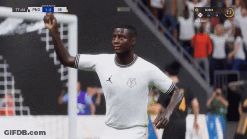 Soccer Player In White Air Jordan Jersey Celebrates Goal GIF